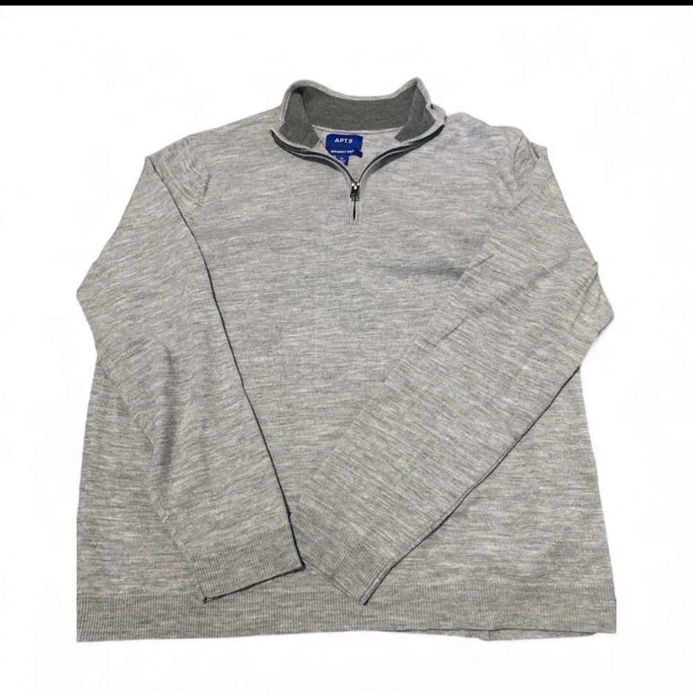 APT.9 Men's XL Gray Soft 1/4 Zip Sweater Wool Blend - Picture 1 of 3